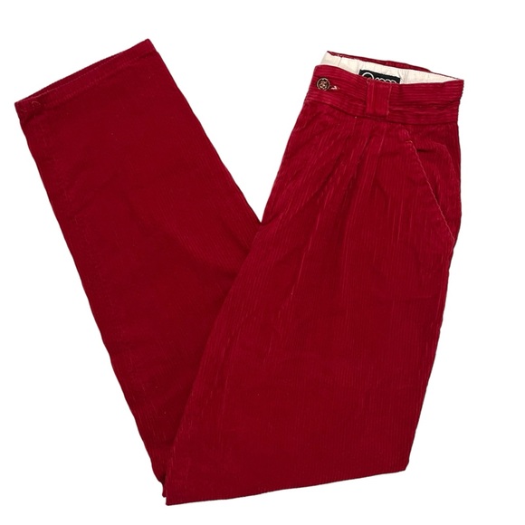 Vintage 90’s cherry red corduroy high waist trousers - Picture 2 of 5